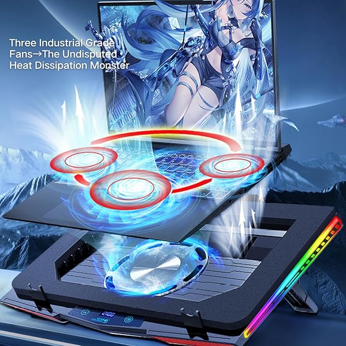 Cooling Pad for Dell Alienware m16 m17 m15 x17 x16 x15 x14 Area-51m 17 16 15 14 inch Gaming Laptop,It is a Heat Dissipation Monster with Powerful Turbo Fan Can Fast Cooling,RGB Light Mode