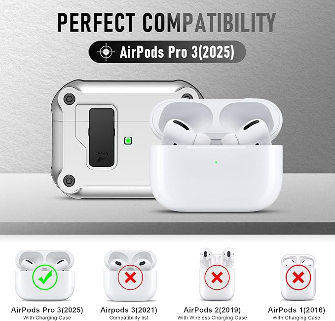 Compatible with Airpods Pro 3 Case(2025),for Airpods Pro 3rd Generation Cases Cover with Keychain Cleaner Kit Soft Silicone Shockproof Cover for Women Men