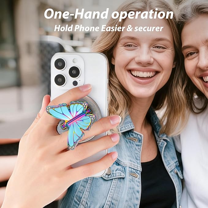 [2026 All-New] for MagSafe Butterfly Phone Grip, Magnetic Butterfly Phone Ring Holder for MagSafe Accessories & iPhone 17 Air 16 Pro Max Plus 15 14 13 12, Glitter Colorful
