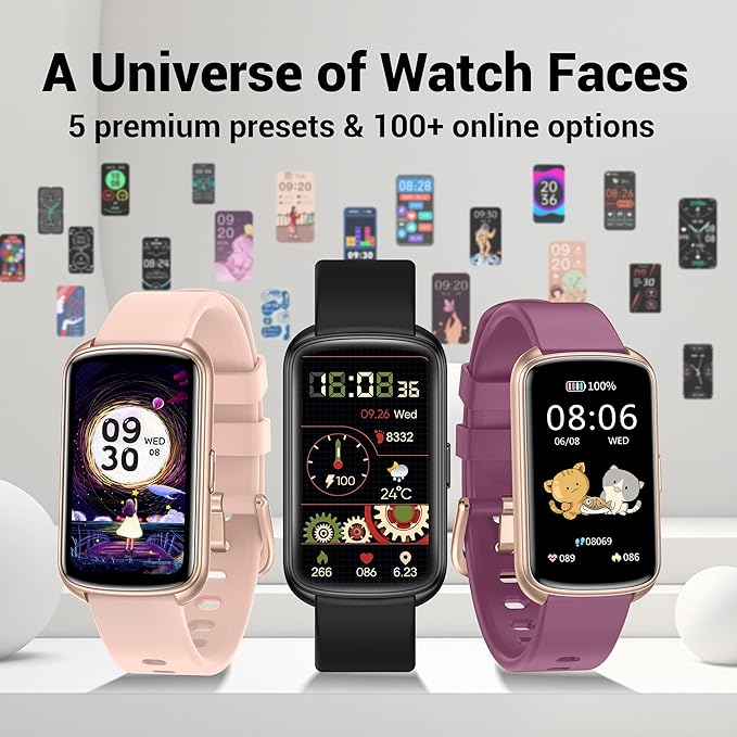 Fitness Tracker with 1.47" Touchscreen, Slim Smart Watch for Men Women, 5ATM Waterproof Activity Tracker with Heart Rate Blood Oxygen Sleep Monitor, Smartband for Android iOS