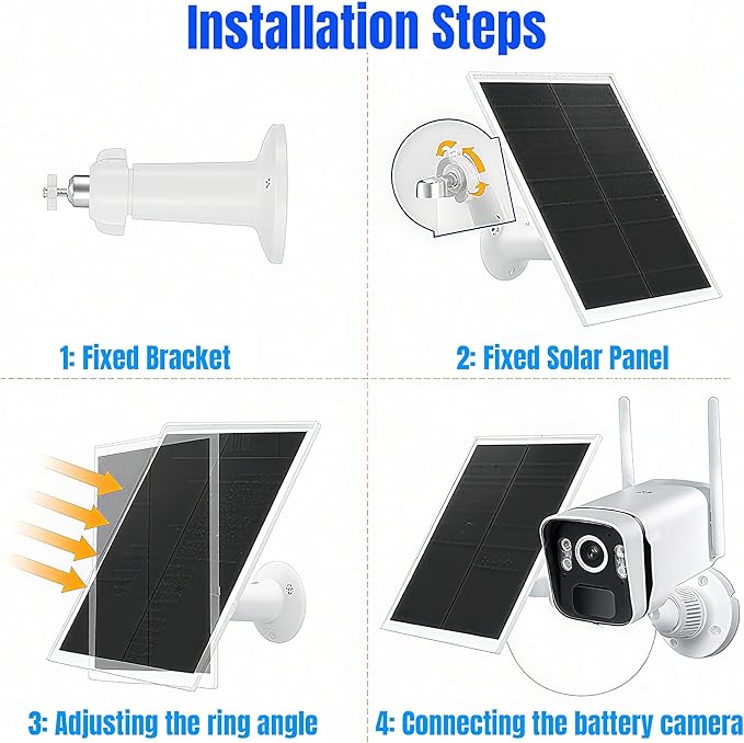 2 Packs Solar Panel for Ring Security Camera, Premium 5V USB Solar Panel Charger IP65 Waterproof, Compatible with Outdoor Rechargeable Battery Powered Cam, 9.8ft USB Cable, 360 Adjustable Bracket