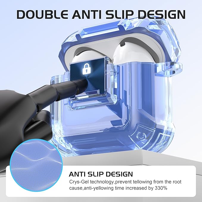 Valkit Compatible AirPods 4th Generation Case Cover, Soft TPU Airpods 4 Case with Cleaner Kit, Shockproof Protective Cases with Keychain for Apple AirPods 4 Gen Cases for Women Men(Lock Blue)