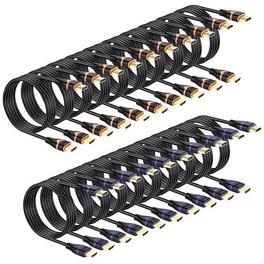4K HDMI Cable 6.6FT 20-Pack, HDMI to HDMI Cable High Speed HDMI Cord 2.0 Ultra HD 4K@60Hz, 2K@144Hz, HDR, 3D, Dolby, HDCP 2.2, ARC for PS5, PS4, HDTV, Monitor, Xbox, Blu-ray, Laptop