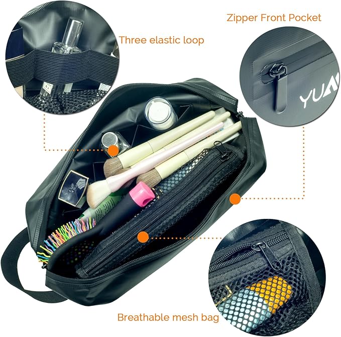 YUMQUA Waterproof Toiletry Bag for Men, PVC Small Waterproof Bag for Travel, Mens Traveling Toiletries Dopp Kit Shaving Pouch Water Proof Organizer Hanging Case for Travel, Gym, Bathroom, Beach