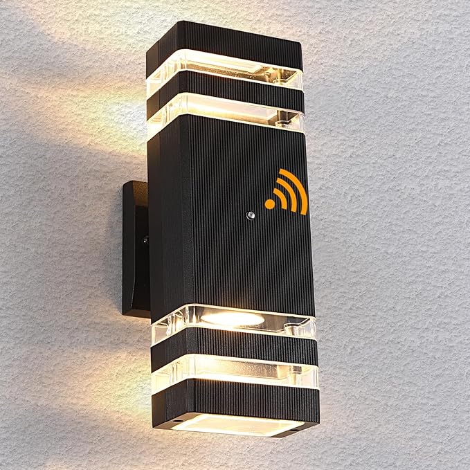Dusk to Dawn Outdoor Lighting, LED Wall Sconce Sensor Waterproof Porch Lights 14W Black Exterior Up and Down Light Fixture for Porch Hallway Patio Garden Corridor