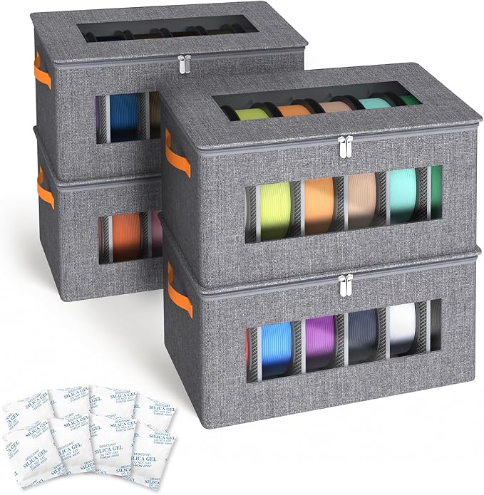 Eastherry 3D Printer Filament Storage Box, 4 Pack Organizer for 24 Spools