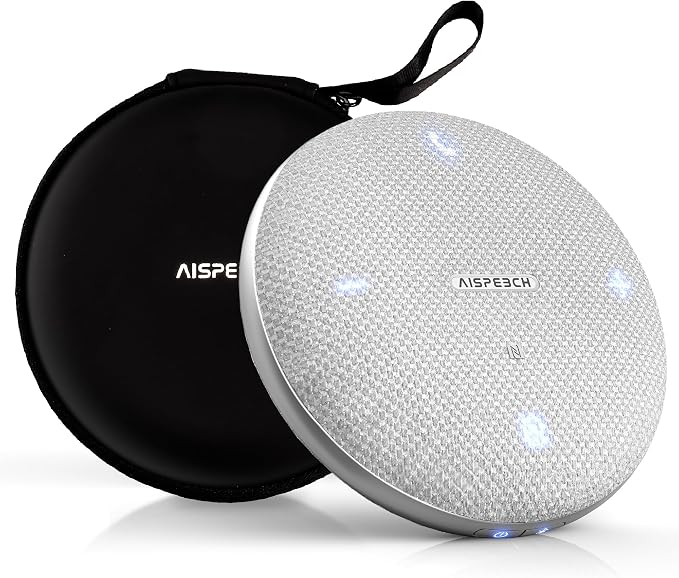 Conference Speaker and Microphone for Online Meetings and Remote Work, Gray