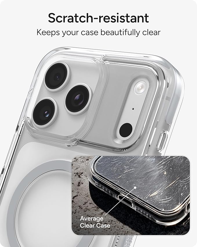 ZAGG Santa Cruz Snap Case with Kickstand for iPhone 17 Pro Max - Silver, Drop Protection (13ft/4m), MagSafe Charging Compatible, ClearGuard Anti-Yellowing Technology, Scratch Resistant Phone Case