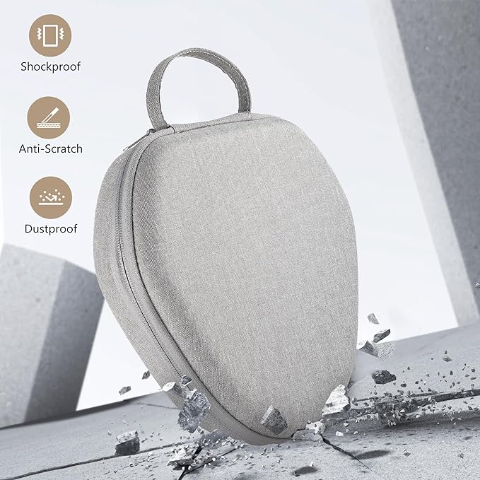 Maxjoy for AirPods Max Case [Shockproof & Dustproof] - Premium PU Leather & EVA Hybrid Hard Protective Cover, Travel Carrying Case with Storage for Apple AirPods Max Headphones (Light Gray)