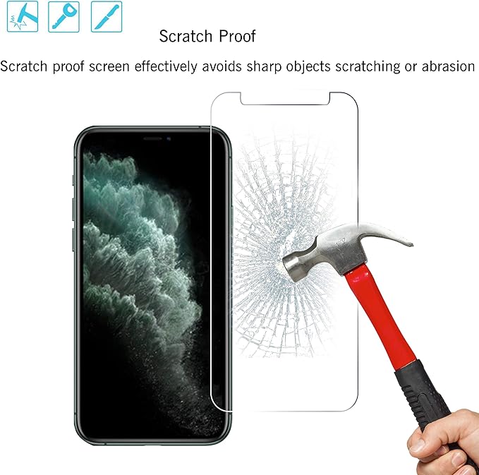 Ailun 2 Pack Screen Protector for iPhone 11 Pro [5.8 inch] + 2 Pack Camera Lens Protector, Tempered Glass Film, [9H Hardness] - HD