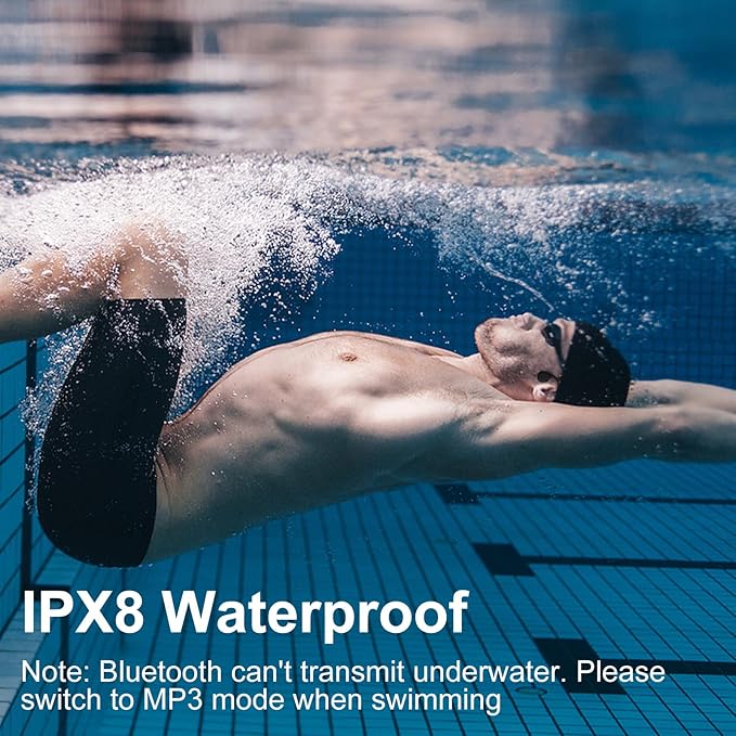 Bone Conduction Swimming Headphones, IPX8 Waterproof MP3 Player with Open-Ear Design, Bluetooth 5.4 Wireless Sports Earbuds for Swimming, Running, Cycling(Black)