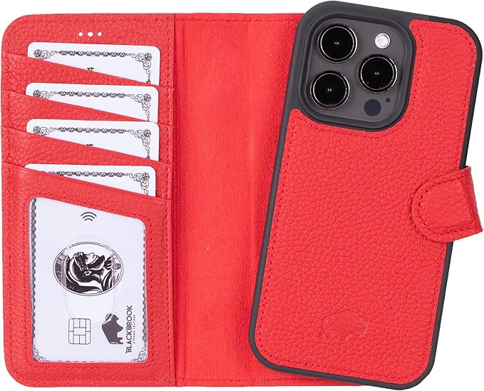 BLACKBROOK Case for iPhone 15 Pro Leather Case with Wallet, Carter Premium Leather Magnetic 2-in-1 Set for MagSafe Wallet with RFID, Cash, ID & 4 Card Slots, Compatible with iPhone 15 Pro