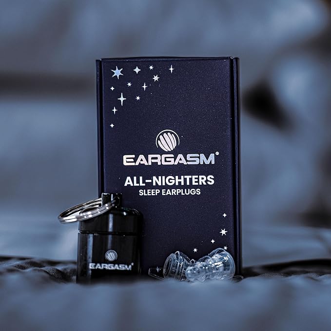 Eargasm All-Nighters Standard Earplugs - Sleep Ear Plugs with Sound-Stopping Inserts for Sleeping, Studying, Blocking Snoring - Reduce Noise While Sleeping, Improve Focus for Studying & More