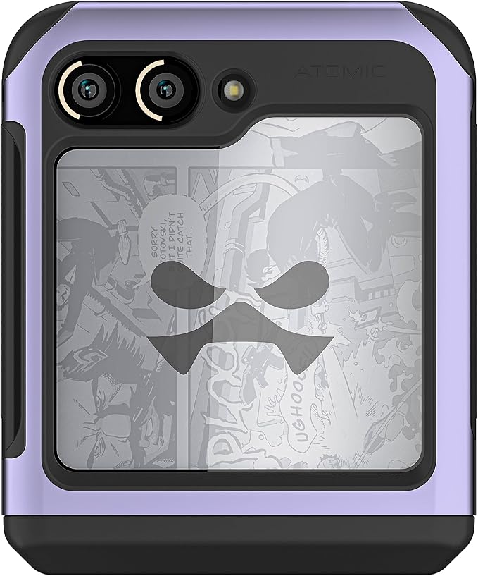 Ghostek Atomic Slim Samsung Z Flip 5 Case - Clear Back with Purple Aluminum Bumper, Shockproof & Dual Layer Protective Phone Case, Limited Edition Color for 2023 Galaxy Z Flip 5 Case (6.7") (Purple)