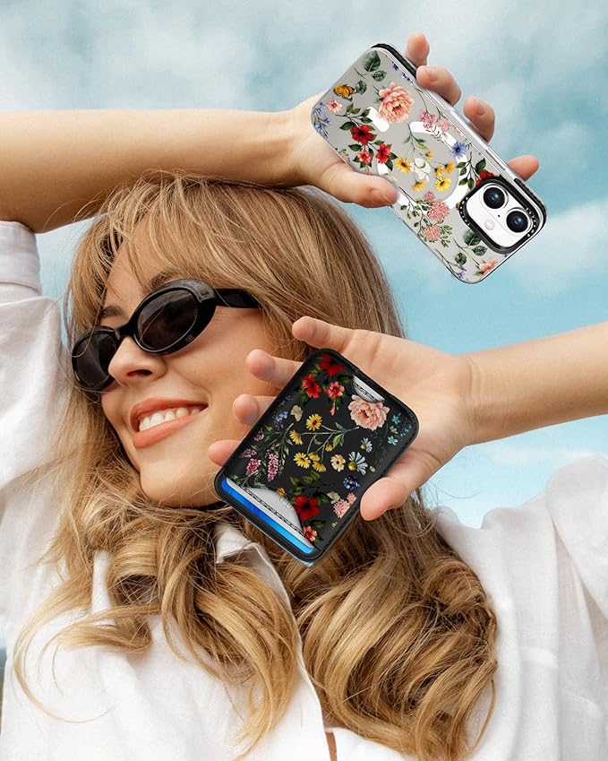 Toycamp for iPhone 17 Case - Compatible with Magsafe Credit Card Holder Wallet Magnetic Cute Women Teen Girls Kawaii Girly Unique Flower Floral Design Phone Cover for Apple 17 Air