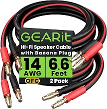 GEARit 14 Gauge OFC Speaker Wire with Banana Plugs, 2 Pack 6.6 ft Each - Image 1