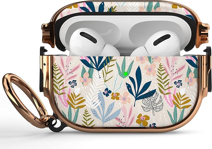 Maxjoy for AirPods Pro 2nd/1st Generation Case with Lock, Cute AirPods Pro 2 Case Lock Protective Hard AirPod Pro Cover for Women Men with Keychain for Airpod Pro (2023/2022/2019), Leaf