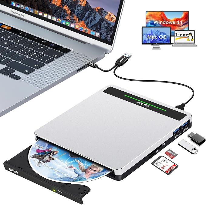 External CD Drive for Laptop: Portable DVD ROM Burner Plug & Play - Image 8