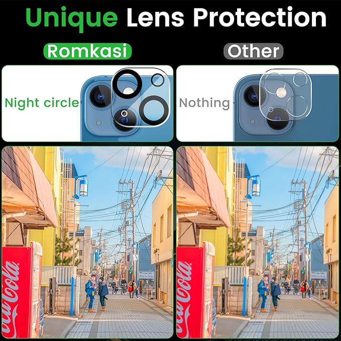 3 Pack Privacy Screen Protector for iPhone 13 6.1 Inch with 3 Pack Camera Lens Protector, Anti Spy Tempered Glass Film, Anti-Scratch, Touch Sensitive, Case Friendly