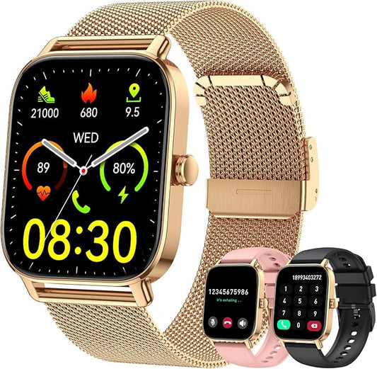 Smart Watch for Women Men Fitness: Make Answer Call Digital Mens Watches Waterproof Running Smartwatch for Android Phone iPhone Samsung Compatible Heart Rate Monitor SpO2 Pedometer Step Tracker