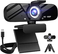 Tewiky Full HD Webcam with Built-in Microphone and Rotatable Tripod, 1080P Video and Wide Angle Camera, Privacy Cover, for Desktop PC or Laptop Computer - Image 1