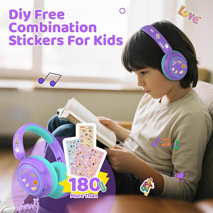 MIDOLA Kids Wireless Headphones Active Noise Cancelling Lightweight Bluetooth Headphone for Kid,Volume Limited 85/94dB Foldable Over-Ear Headset with Mic,68 Hours Playtime,for Toddler Child Purple