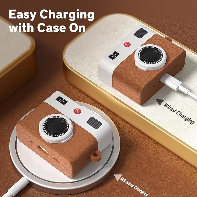 Valkit Compatible Airpods Pro 2/1 Case with Cleaner Kit, Cute 3D Camera Design, Shockproof Soft Silicone Protective Case for Airpods Pro 2nd/1st Gen