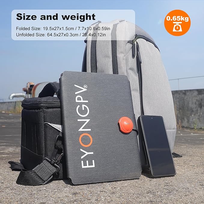 EYONGPV 30W Portable Foldable Solar Panel & Solar Charger with Croc-Eye USB-C PD Fast Charging Output, IP67 Waterproof Compact Solar Charger for Phones, Power Banks, Camping, Hiking, Backpacking