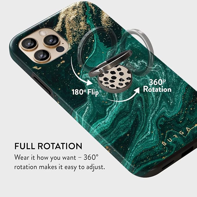 BURGA Cell Phone Ring, Holder Grip and Stand - Finger Phone Grip for Back of Smartphone Case, Kickstand 360 Rotation, Universal Ring for iPhone Samsung Galaxy Huawei Google Pixel, Stylish Accessories