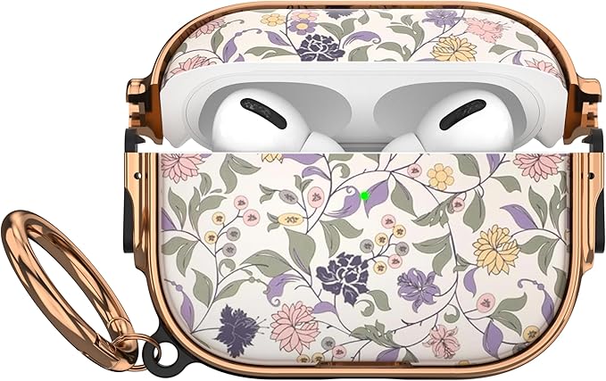 Maxjoy for AirPods Pro 3rd Generation Case with Lock, Floral AirPods Pro 3 Case Lock Protective Hard Air Pod Pro 3 Cover for Women Men with Keychain for Airpod Pro 3rd Gen Cover 2025