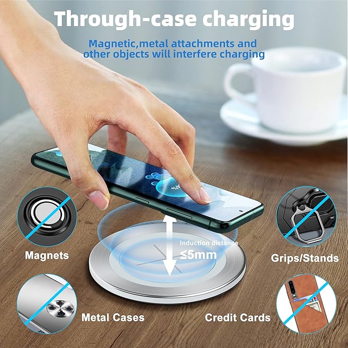Desk Wireless Charger - JE Make IT Simple 15W Max Invisible Desktop Grommet Power Fast Wireless Charging Pad Furniture Desk Nightstand Station for iPhone 16/15/14/13/12, Samsung and Qi-enabled Devices