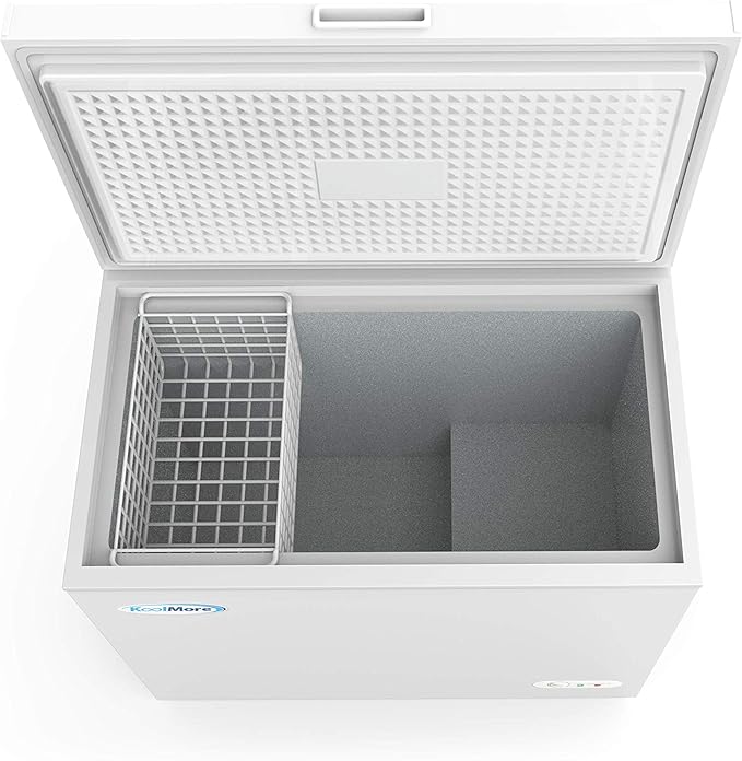 KoolMore SCF-7C Deep Chest Freezer with Two Wire Basket, 7 cu. ft. Food and Meat Storage, for Commercial and Home Use ETL Certification, White