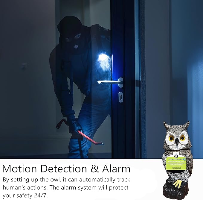 Indoor Camera Owl, Home Security Camera Owl with Rotatable Head, Night Vision, 2-Way Audio, Works with Phone, Decoration for Home