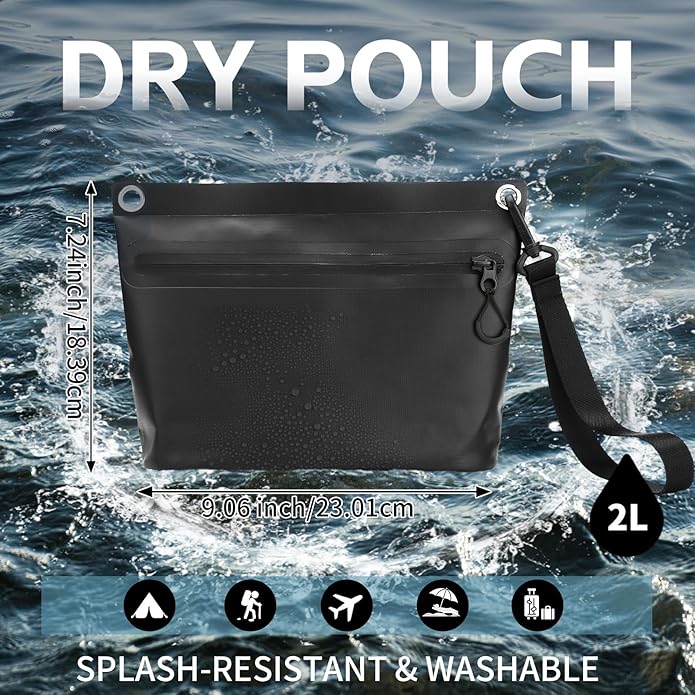 Waterproof Bag Fanny Pouch for Phone Passport Purse, Handle & Adjustable Strap for for Swim, Travel, Beach