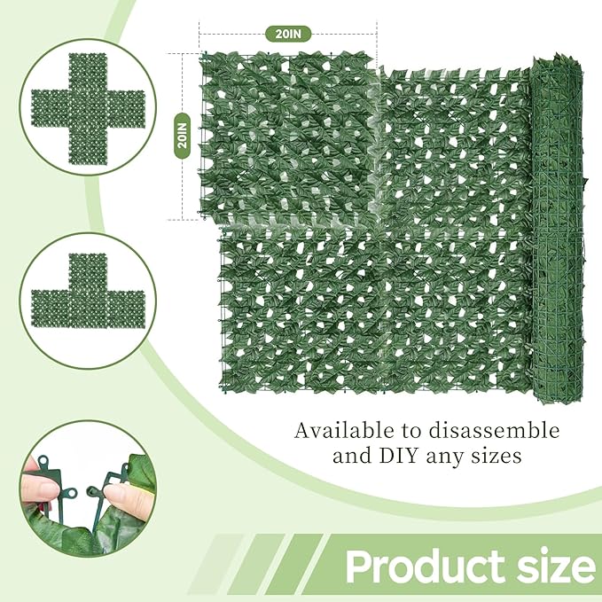 Artificial Ivy Privacy Fence Screen,39.4" x 236" UV-Anti Fake Leaves Plant Vine,Privacy Hedges Wall for Indoor Outdoor Garden Backyard Decor