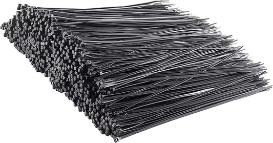 GTSE 8 Inch Black Zip Ties, 1,000 Bulk Pack, 50lb Strength, UV Resistant Strong Nylon Cable Ties, Self-Locking 8" Tie Wraps
