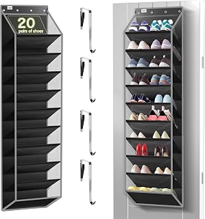 Kotkn 10 Tier Over The Door Organizer - Heavy Duty Hanging Storage Rack with Sturdy Oxford Fabric, Holds 20+ Pairs of Footwear, Boots & Sneakers, Saves 50% Closet Space (Black) - Image 1