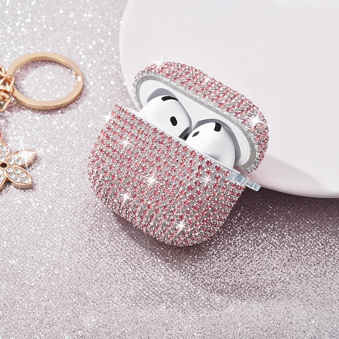 VISOOM Cute Jewelry Case for Airpods 4 Cases 2024 Cover Women, Sparkly Air pods 4 Gen Cases Hard TPU Airpod Case 4th Generation Glitter iPods 4 Cases with Bling Keychain for iPods Earbuds Airpods 4th
