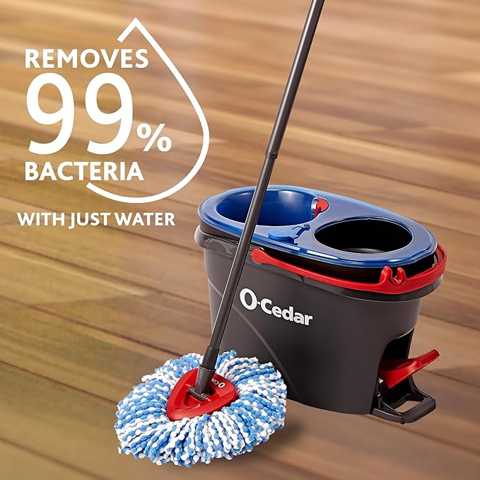 O-Cedar RinseClean Spin Mop & Bucket System | Clean with Clean Water | Removes 99% of Bacteria