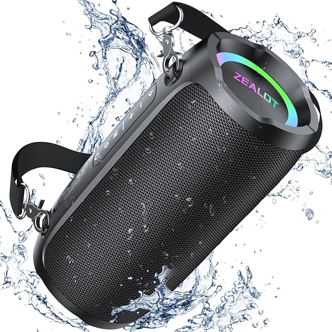 ZEALOT Portable Bluetooth Speaker,80W Peak(60W) Booming Sound Speakers with LED Light,Bluetooth 5.3, Loud Speaker for Home,Party,Camping,Beach,Gifts(Black)