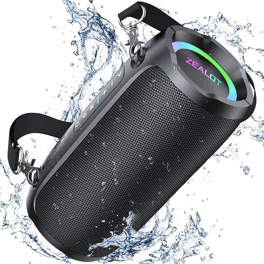 ZEALOT Portable Bluetooth Speaker,80W Peak(60W) Booming Sound Speakers with LED Light,Bluetooth 5.3, Loud Speaker for Home,Party,Camping,Beach,Gifts(Black)