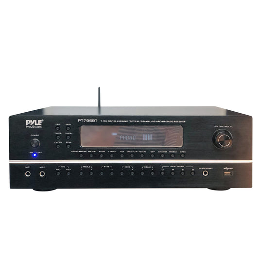 Pyle 7.1-Channel Hi-Fi Bluetooth Stereo Amplifier - 2000 Watt AV Home Theater Speaker Subwoofer Surround Sound Receiver w/Radio, USB, RCA, HDMI, MIC in, Supports 4K UHD TV, 3D, Blu-Ray - PT796BT.5