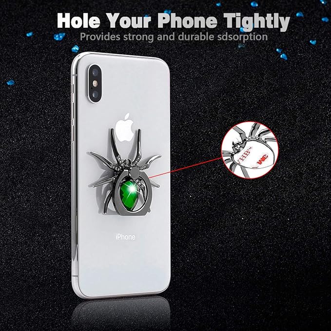 Allengel Spider Phone Ring Holder Stand, Animal Phone Ring Finger Grip Rhinestone Phone Kickstand for All Smartphone - Green