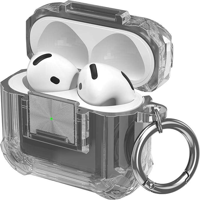 Valkit Compatible AirPods 4th Generation Case Cover, Soft TPU Airpods 4 Case with Cleaner Kit, Shockproof Protective Cases with Keychain for Apple AirPods 4 Gen Cases for Women Men(Lock Black)