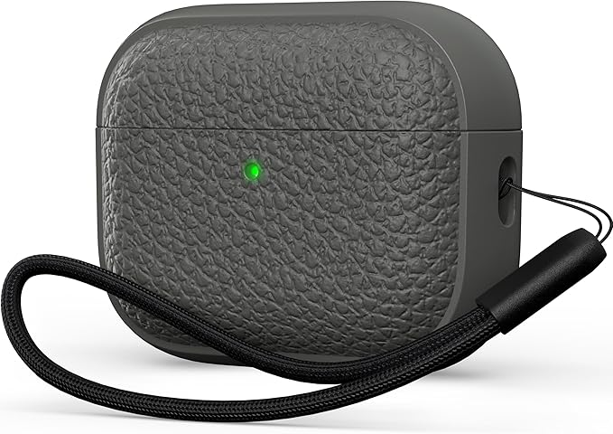 R-fun for AirPods Pro 3 Case 2025, Soft TPU (Leather-Like Design) Drop Protection Cover for Men and Women with Lanyard and Cleaner Kit, Compatible with Apple AirPods Pro 3rd Generation-Grey