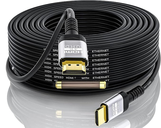 4K HDMI 100 Ft Cable with Built-in Signal Booster | HDMI 2.0 High Speed Unidirectional Cables 4K@60Hz 2K 1080P 3D ARC Ethernet Cord | for UHD TV Monitor Laptop Xbox PS4 (30.5m)