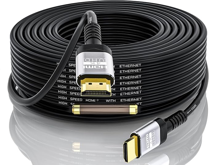 4K HDMI Cable 75 Ft with Built-in Signal Booster | HDMI 2.0 High Speed Unidirectional Cables 4K@60Hz 2K 1080P 3D ARC Ethernet Cord | for UHD TV Monitor Laptop Xbox PS4 (22.8m)