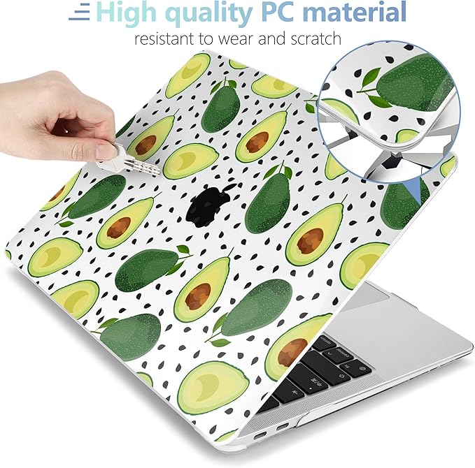 MEEgoodo for MacBook Air 13.3 inch Case 2021 2020 2019 2018 A2337 M1 A2179 A1932, Laptop Shell for MacBook Air M1 with Keyboard Webcam Cover & Trackpad Film & Type C Adapter,Avocado
