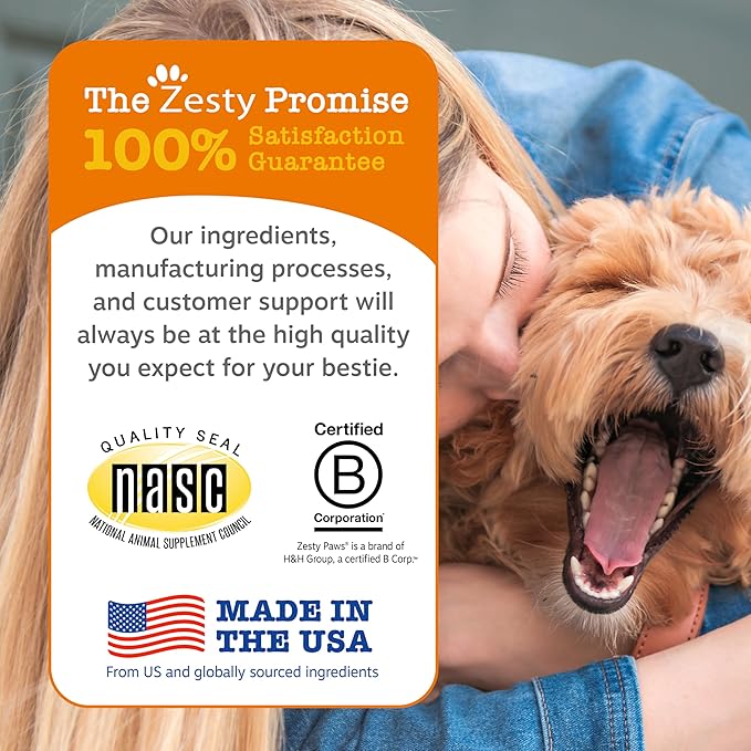 Zesty Paws Probiotics for Dogs, Digestive Enzymes Gut Flora, Digestive Health, Diarrhea & Bowel Support, DE111, Dog Probiotics Soft Chew for Pet Immune System, Chicken, 90 Ct