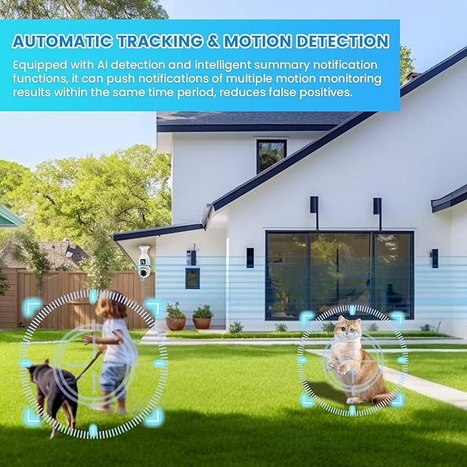 E27 Socket Security Camera, 2K/3MP Outdoor 2.4G Hz WiFi E27 Camera for Home Security, 24/7 Recording and Alarm (Dual Lens) (2)